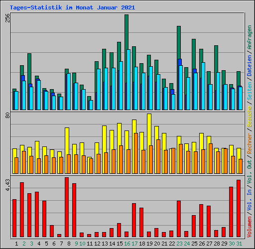 Tages-Statistik im Monat Januar 2021