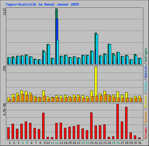 Tages-Statistik im Monat Januar 2025
